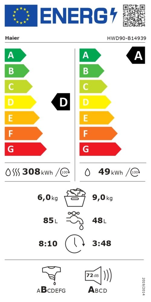 Pralno sušilni stroj – inverter – HAIER HWD90-B14939 - slika 2
