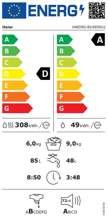 Pralno sušilni stroj – inverter – HAIER HWD90-B14959U1-S